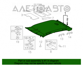 Обшивка потолка Toyota Avalon 05-12 серая без люка