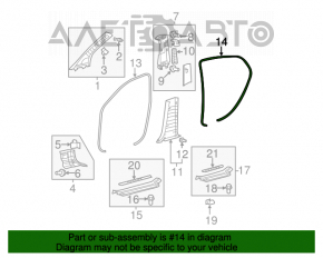 Garnitura de etanșare a cadrului ușii din spate, dreapta, pentru Toyota Avalon 05-12.