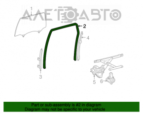 Уплотнитель стекла задний левый Toyota Sequoia 08-16