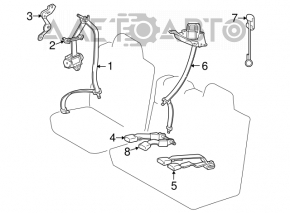 Centura de siguranță a rândului 3 din dreapta pentru Toyota Sequoia 08-16, uzată, necesită curățare chimică.