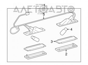 Iluminarea numărului de pe ușa portbagajului Toyota Sequoia 08-16 stânga+dreapta