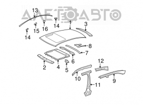 Capota dreapta a acoperișului pentru Lexus LS460 LS600h 07-12 după vopsire.