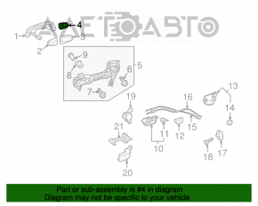 Capacul mânerului exterior al ușii din spate dreapta pentru Toyota Prius V 12-17