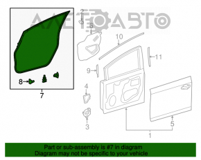 Garnitură de etanșare a ușii din față dreapta pentru Toyota Prius V 12-17