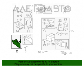 Capacul lateral al consolei stânga Toyota Highlander 08-13 gri, plasticul a început să se decoloreze, zgârieturi.