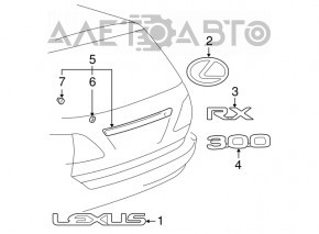 Emblema cu inscripția Lexus pe ușa portbagajului Lexus RX300 98-03