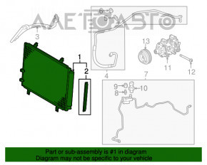 Radiatorul condensatorului de aer condiționat Toyota Camry v55 15-17 SUA are coloana strivită.