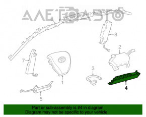 Airbag-ul de genunchi pentru pasagerul din dreapta al Toyota Camry V50 12-14 SUA, gri, zgârieturi, cartuș pirotehnic rugină