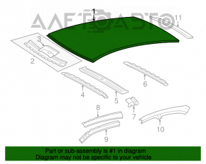 Acoperișul metalic Toyota Camry v50 12-14 SUA fără geam panoramic, tăiat.