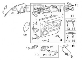 Capacul usii, cartela frontala stanga Lexus GX470 03-09 gri.