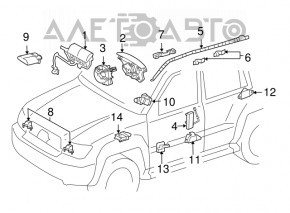 Modulul computerizat al airbag-urilor SRS pentru pernele de siguranță Lexus GX470 03-09