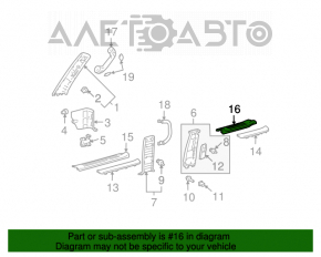 Capacul pragului din spate dreapta interior pentru Lexus GX470 03-09 gri, uzat