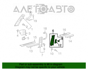 Capacul stâlpului central, curea superioară stânga Lexus GX470 03-09 gri.