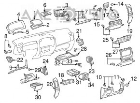 Decorație de bord airbag pasager Lexus GX470 03-09 nou original OEM