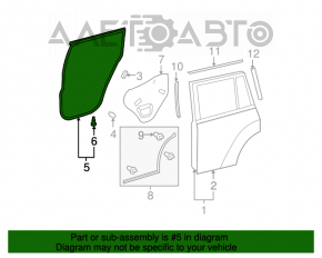 Garnitura ușii din spate stânga pentru Toyota Highlander 08-13