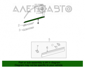 Moldură ușă-sticlă față centrală stânga Toyota Highlander 08-13 mat, zgârieturi, deteriorări