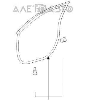Уплотнитель двери передней левой Toyota Highlander 08-13