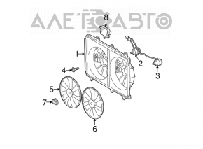 Paletele ventilatorului de răcire stânga Toyota Highlander 08-13 2.7 3.5