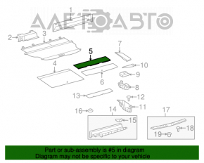 Capacul portbagajului din spate al Toyota Highlander 08-13 gri, pentru curățare chimică.