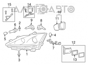 Фара передняя левая голая Lexus IS250 IS350 06-08 галоген