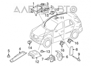 Подушка безопасности airbag боковая шторка правая Mercedes X164 GL