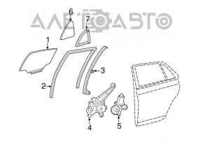 Geamul ușii din spate dreapta a unui Toyota Avalon 05-12 are zgârieturi.