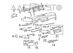 Panoul frontal al torpedo-ului fără AIRBAG pentru Toyota Avalon 05-12, gri.