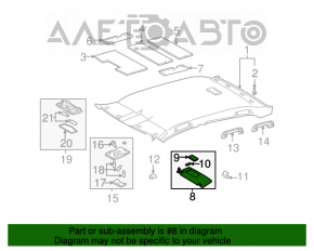 Козырек левый Toyota Avalon 05-12 серый, без крючка, под химчистку