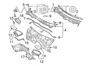 Grila stergatoarelor din plastic stanga Infiniti FX35 FX45 03-08