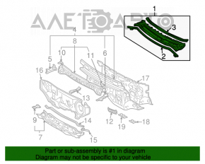 Решетка дворников пластик Toyota Sienna 04-10