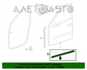 Garnitura ușii inferioare din cauciuc, partea dreapta din față, Mercedes W164 ML.