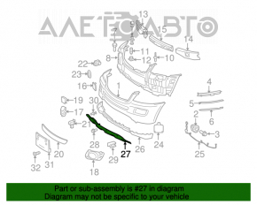 Capacul de protecție al barei față inferioară Mercedes W164 ML gri.