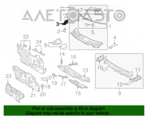 Garnitura de etanșare a grilei ștergătoarelor de pe dreapta pentru Toyota Prius 30 10-15, nou, original OEM