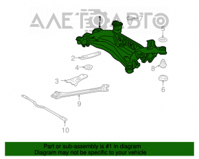 Подрамник задний Lexus GS350 GS430 GS450h 06-11 порван 1 С/Б подрамника, порваны 2 С/Б на редуктор