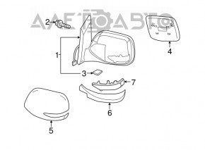 Oglindă laterală stângă Subaru B10 Tribeca cu 8 pini, semnalizator, încălzire, roșu