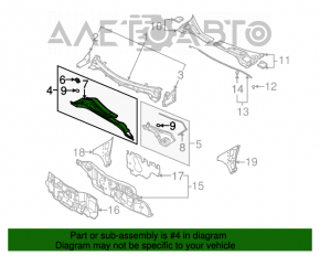 Поддон дворников металл Nissan Murano z50 03-08