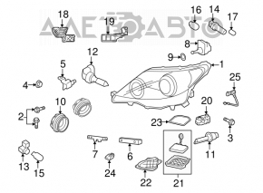 Far stânga față asamblată Lexus LS460 07-09 pre-restilizare, fără spălător de faruri.