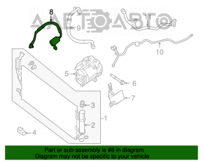 Tubul de aer condiționat condensator-compresor Nissan Leaf 13-17 tip 1, primul