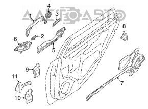 Buclele ușii din spate dreapta superioară pentru Nissan Sentra 13-19.