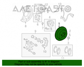 Placă de frână spate dreapta Toyota Highlander 14-19 310/10mm ruginită.