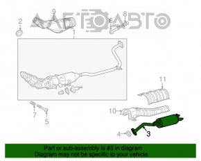 Silencer spate cu baie pentru Toyota Prius 30 10-15, cu lovituri.