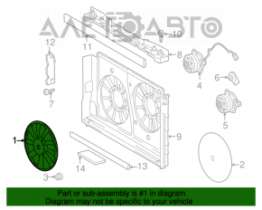 Paletele ventilatorului de răcire drept al Toyota Prius 30 10-15 cu 9 paleți.