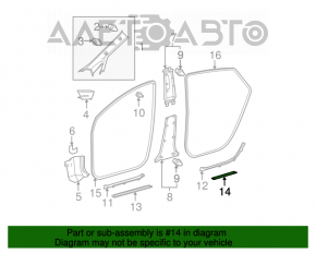 Capacul pragului exterior din spate dreapta pentru Toyota Prius 30, 10-15, negru.