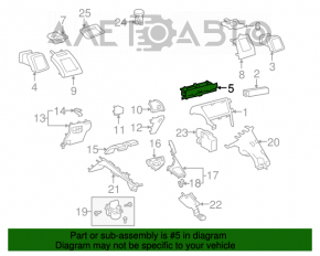 Deflectorul de aer al conductei centrale Toyota Prius 30 10-15 negru.