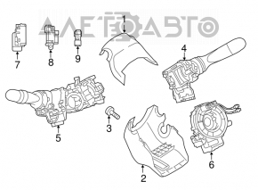 Comutatorul de sub volan stânga Toyota Prius V 12-17 sub PTF.