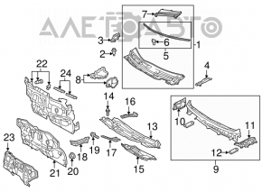 Garnitura de etanșare a grilei ștergătoarelor de pe dreapta pentru Toyota Prius 30 10-15, nou, original OEM