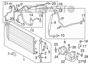 Radiatorul condensatorului de aer condiționat Nissan Leaf 11-12 nou aftermarket.