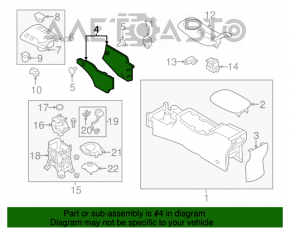 Capacul consolei lateral dreapta inferioara Nissan Leaf 13-17 negru.