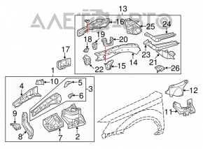 Partea din față dreapta a unui Toyota Avalon 05-12, de culoare albastră, cu stâlp central.