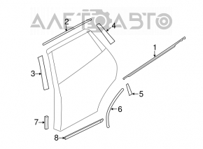 Молдинг дверь-стекло центральный задний правый Nissan Rogue 07-12